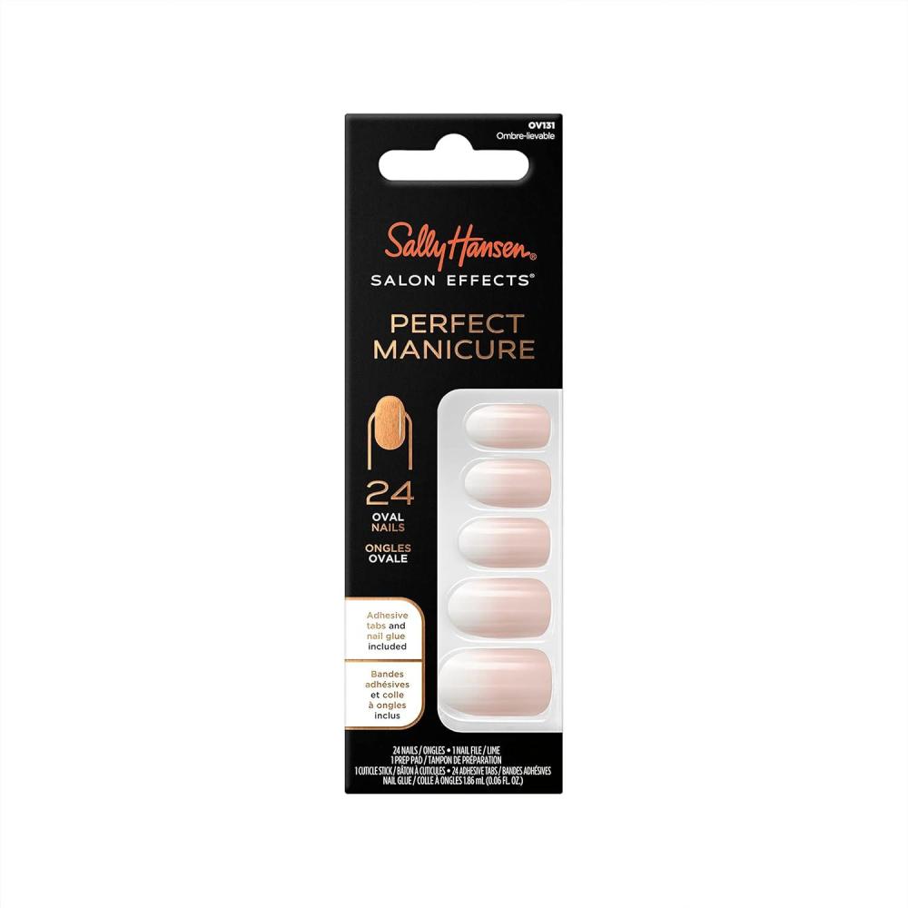 imageSally Hansen Salon Effects Perfect Manicure Only Have Ice For You Press On Nails Almond Shaped NonDamaging Adhesive Tabs File and Alcohol Pad Included Pack of 2Ombrelievable