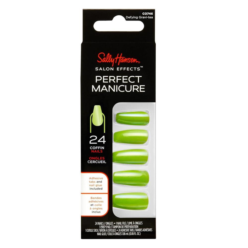 imageSally Hansen Salon Effects Perfect Manicure Only Have Ice For You Press On Nails Almond Shaped NonDamaging Adhesive Tabs File and Alcohol Pad Included Pack of 2Defying Gravitea