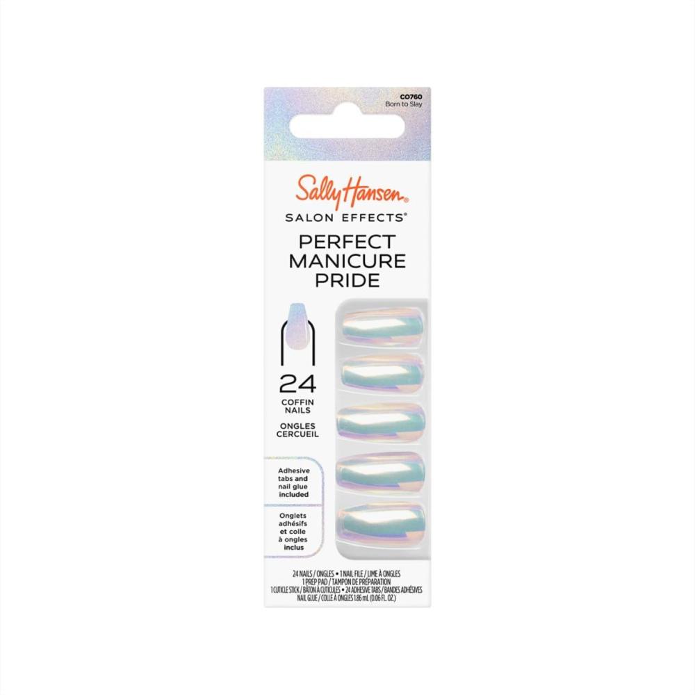 imageSally Hansen Salon Effects Perfect Manicure Only Have Ice For You Press On Nails Almond Shaped NonDamaging Adhesive Tabs File and Alcohol Pad Included Pack of 2Born To Slay