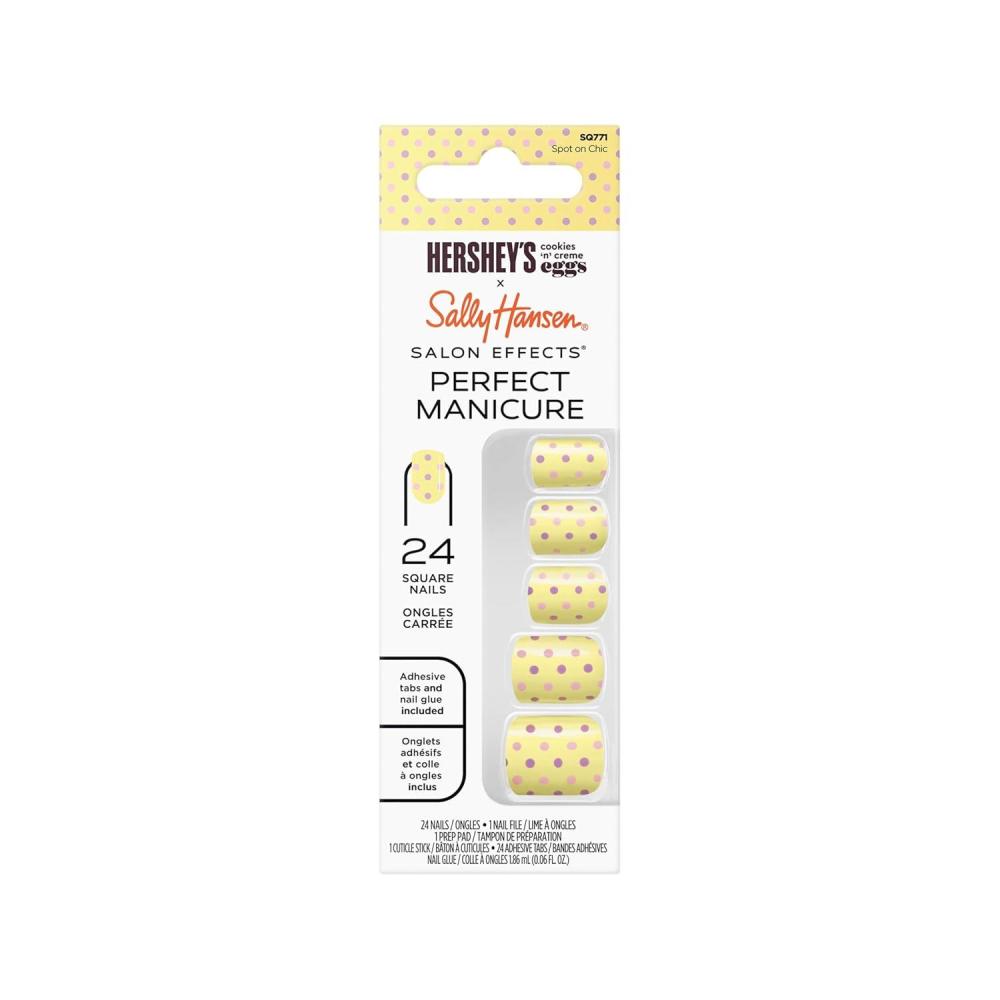 imageSally Hansen Salon Effects Perfect Manicure Only Have Ice For You Press On Nails Almond Shaped NonDamaging Adhesive Tabs File and Alcohol Pad Included Pack of 2Spot On Chic