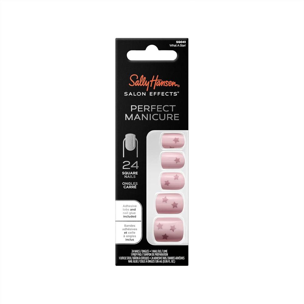 imageSally Hansen Salon Effects Perfect Manicure Only Have Ice For You Press On Nails Almond Shaped NonDamaging Adhesive Tabs File and Alcohol Pad Included Pack of 2What A Star