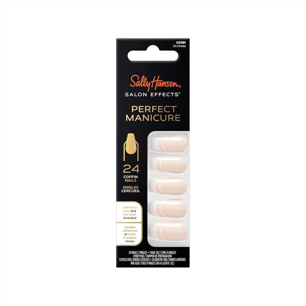 imageSally Hansen Salon Effects Perfect Manicure Only Have Ice For You Press On Nails Almond Shaped NonDamaging Adhesive Tabs File and Alcohol Pad Included Pack of 2On Pointe