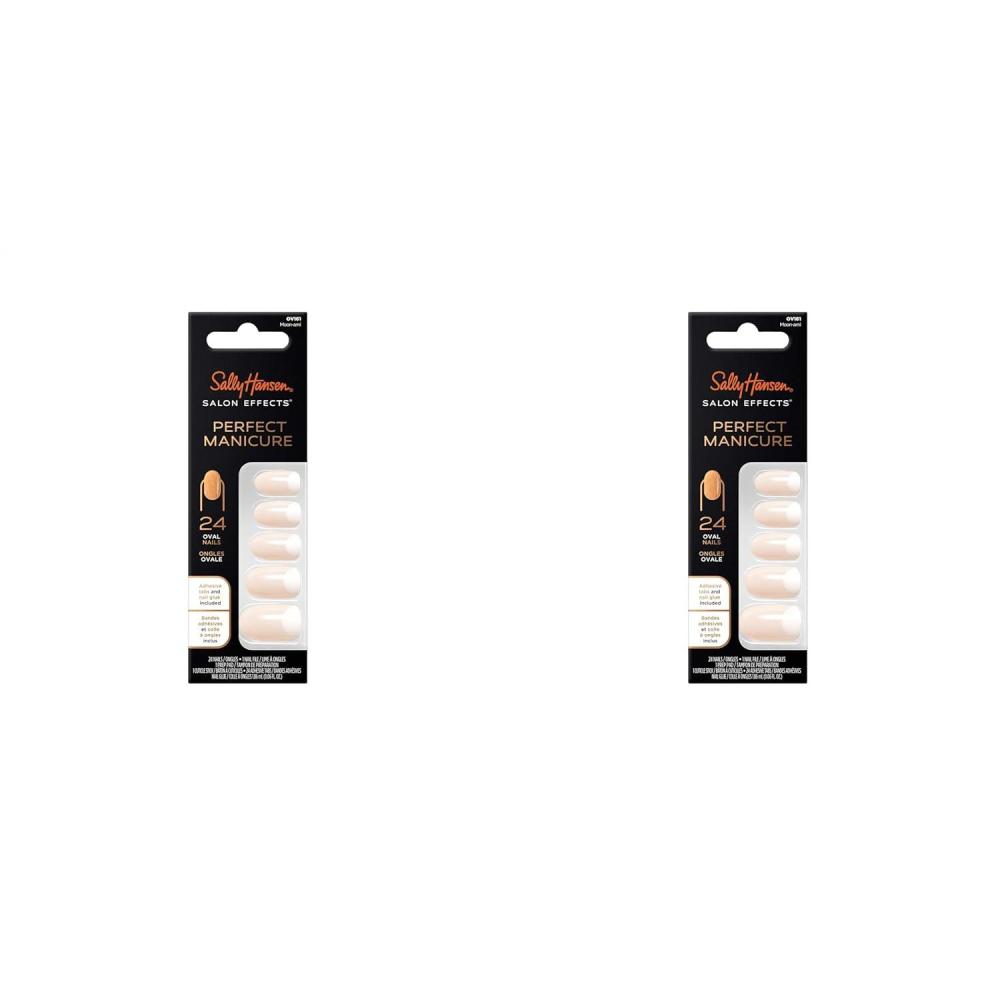 imageSally Hansen Salon Effects Perfect Manicure PressOn Nails  Oval Shape  Easy to Apply NonDamaging  24 Nails Adhesive Tabs File ampamp Alcohol Pad Included  Pride  A Thing Called LoveMoonAmi
