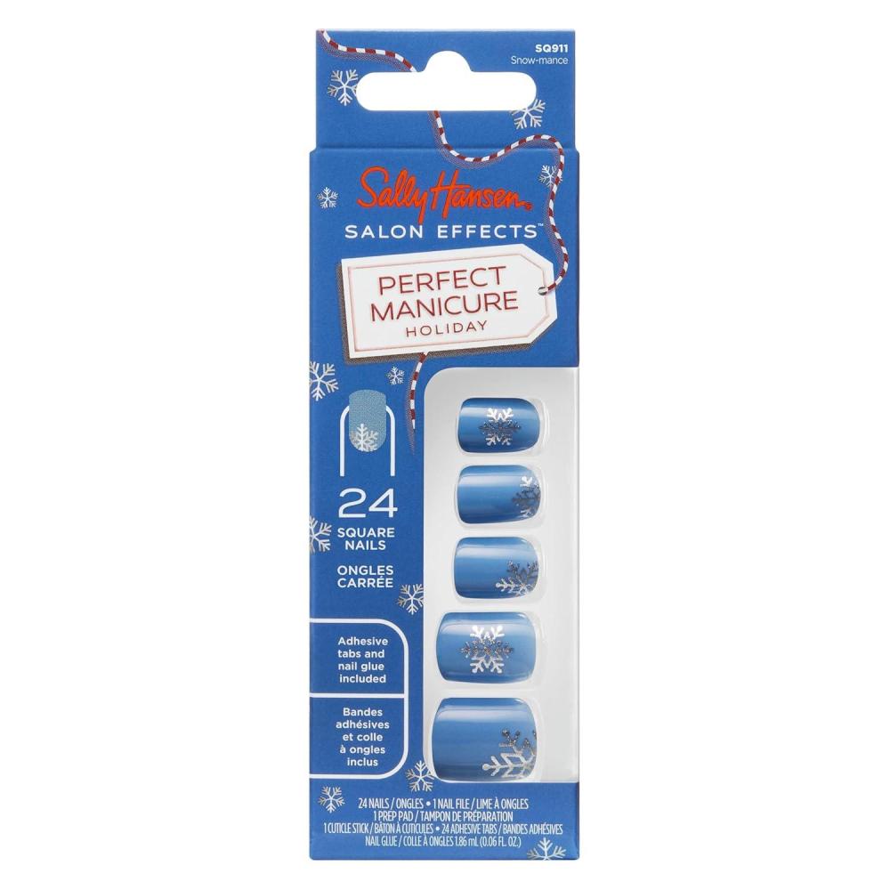imageSally Hansen Salon Effects Perfect Manicure PressOn Nails  Oval Shape  Easy to Apply NonDamaging  24 Nails Adhesive Tabs File ampamp Alcohol Pad Included  Pride  A Thing Called LoveSnowmance