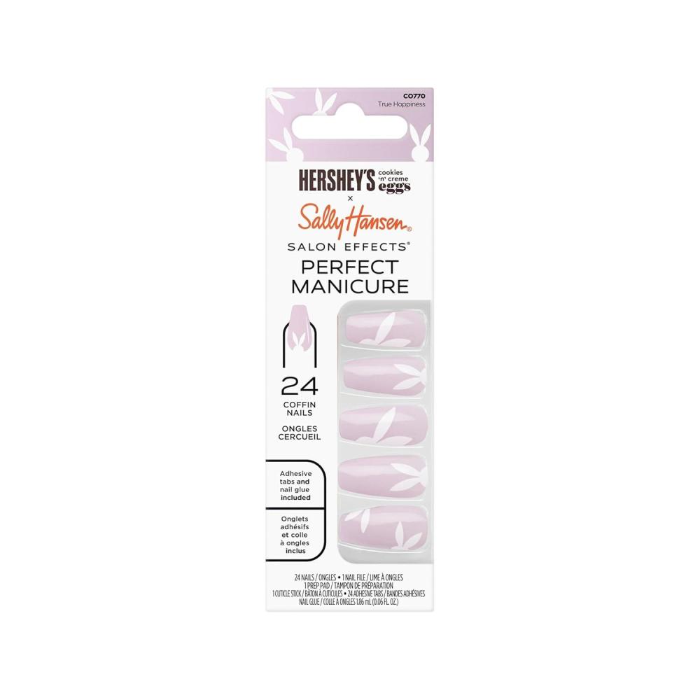 imageSally Hansen Salon Effects Perfect Manicure PressOn Nails  Oval Shape  Easy to Apply NonDamaging  24 Nails Adhesive Tabs File ampamp Alcohol Pad Included  Pride  A Thing Called LoveTrue Hoppiness