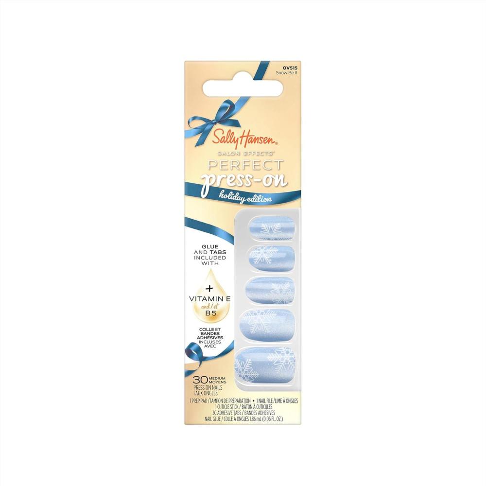 imageSally Hansen Salon Effects Perfect PressOn Holiday Love at Frost Sight Press On Nails Easy to Apply Nail Glue ampamp Adhesive Tabs IncludedSnow Be It