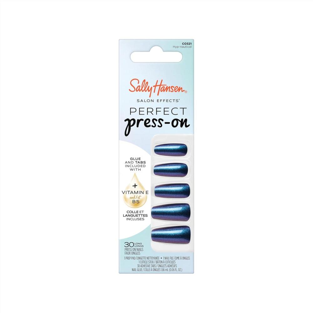 imageSally Hansen Salon Effects Perfect PressOn Nails  Sqoval Shape  Easy to Apply NonDamaging  30 Nails Nail Glue Adhesive Tabs File  Miss BlissCoffin Nails  HypNautical