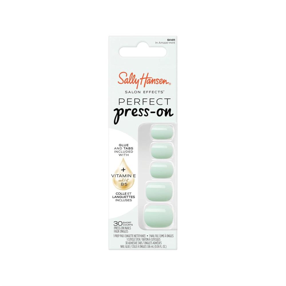 imageSally Hansen Salon Effects Perfect PressOn Nails  Sqoval Shape  Easy to Apply NonDamaging  30 Nails Nail Glue Adhesive Tabs File  Miss BlissSqoval Nails  In AmazeMint