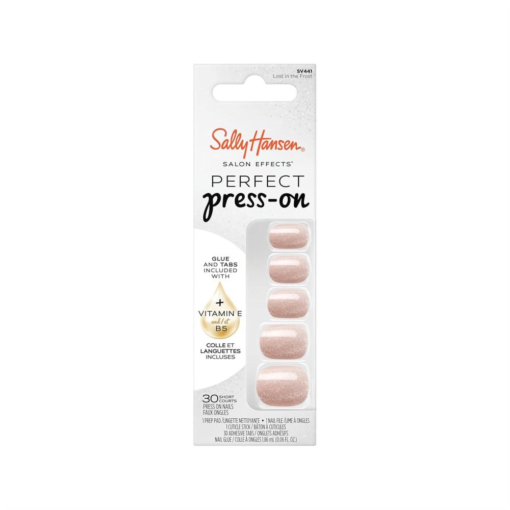 imageSally Hansen Salon Effects Perfect PressOn Nails Sqoval Shape Easy to Apply NonDamaging 30 Nails Nail Glue Adhesive Tabs File Miss BlissSqoval Nails Lost In The Frost
