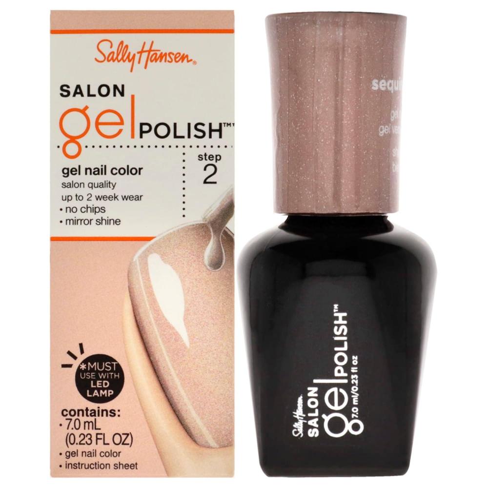 imageSally Hansen Salon Gel Polish Nail Lacquer Pat On The Black 014 Fl Oz175 Sequin Stiletto