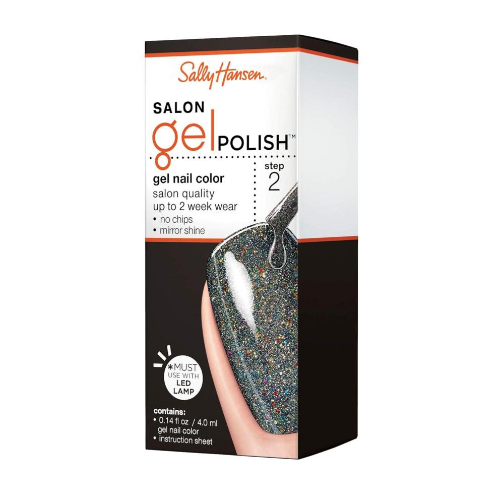 imageSally Hansen Salon Gel Polish Nail Lacquer Pat On The Black 014 Fl Oz268 Glisten Up