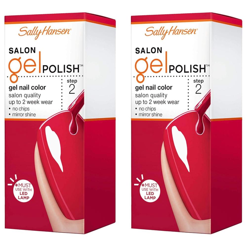 imageSally Hansen Salon Gel Polish Red My Lips Pack of 2 Long Lasting Chip Resistant LED Lamp Required