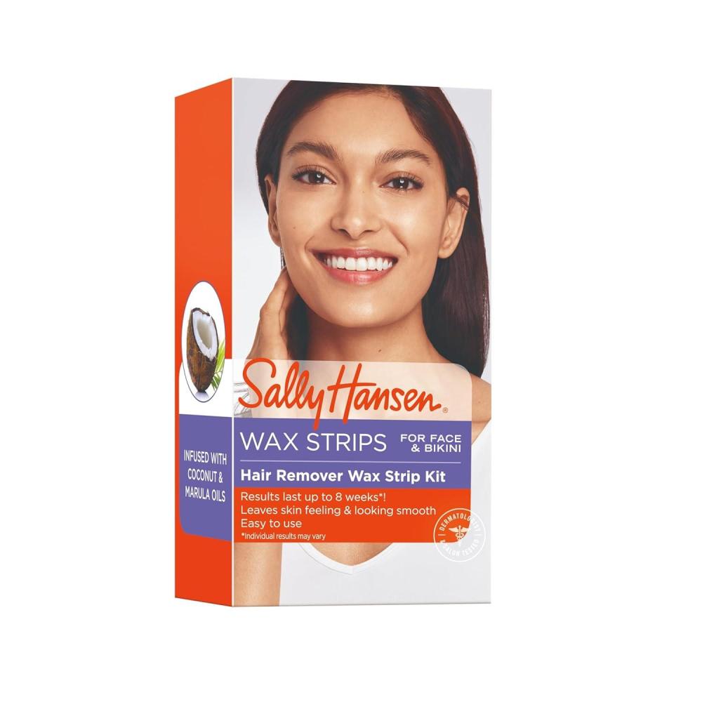 imageSally Hansen Wax Strip Kit for Face ampamp Bikini Easy to Use Includes 34 Wax Strips No Microwave Needed