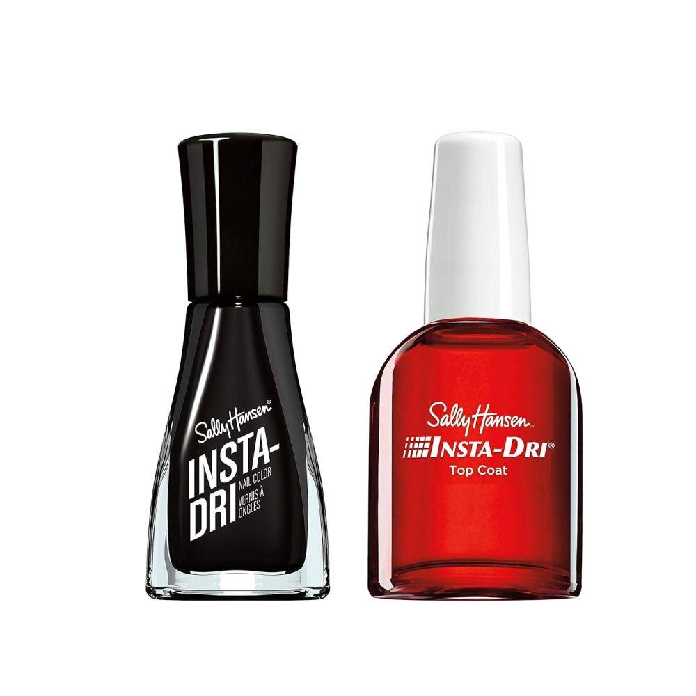 imageSally Hansen InstaDri Black and Top Coat Quick Dry Long Lasting StreakFree Shine Nail Polish Variety Pack