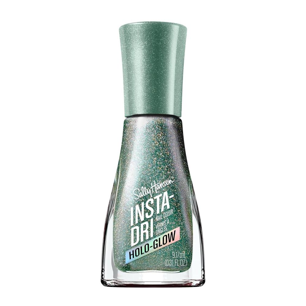 imageSally Hansen InstaDri HoloGlow Nail Polish  Quick Dry Long Lasting StreakFree Shine  SemiOpaque Shimmery  104 All That Shimmers  Holographic Green Nail Color104 All That Shimmers