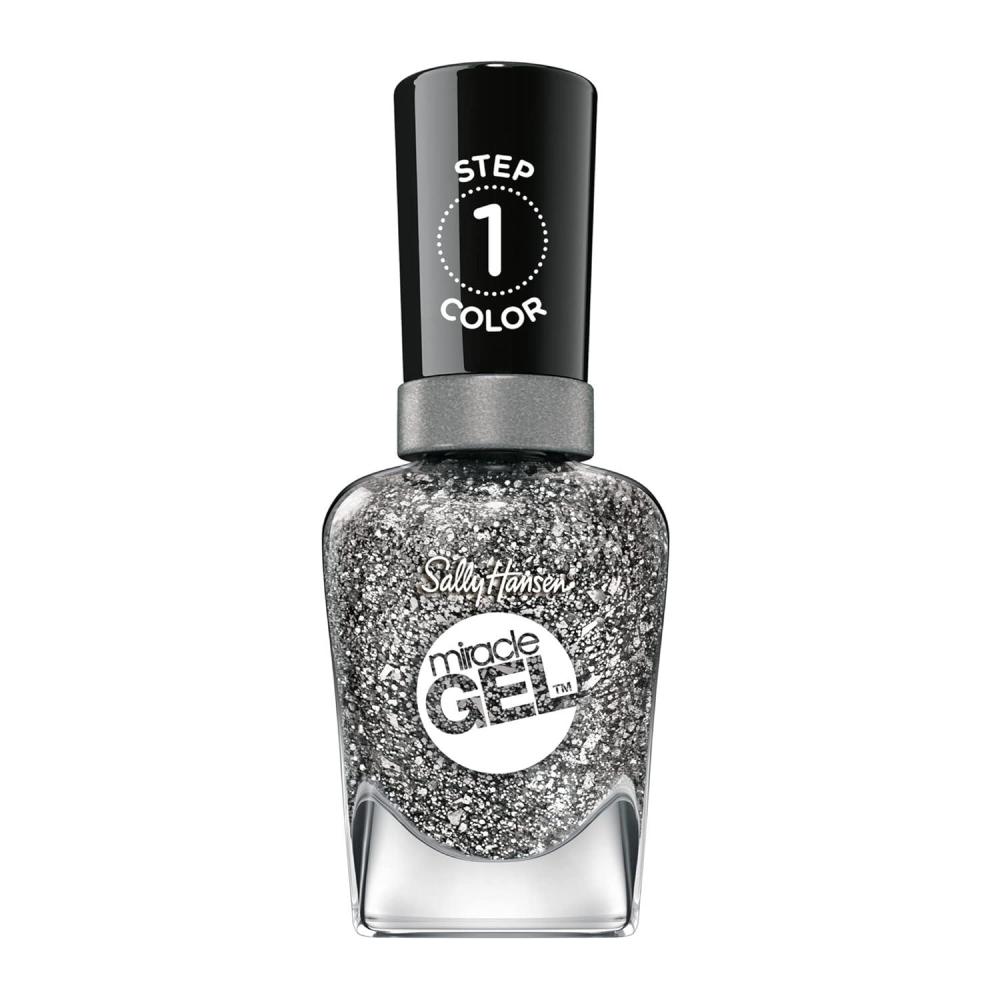 imageSally Hansen Miracle Gel Deep Sea Diamond Long Lasting GelLike Formula No UV Lamp Needed Silver Glitter Nail Polish