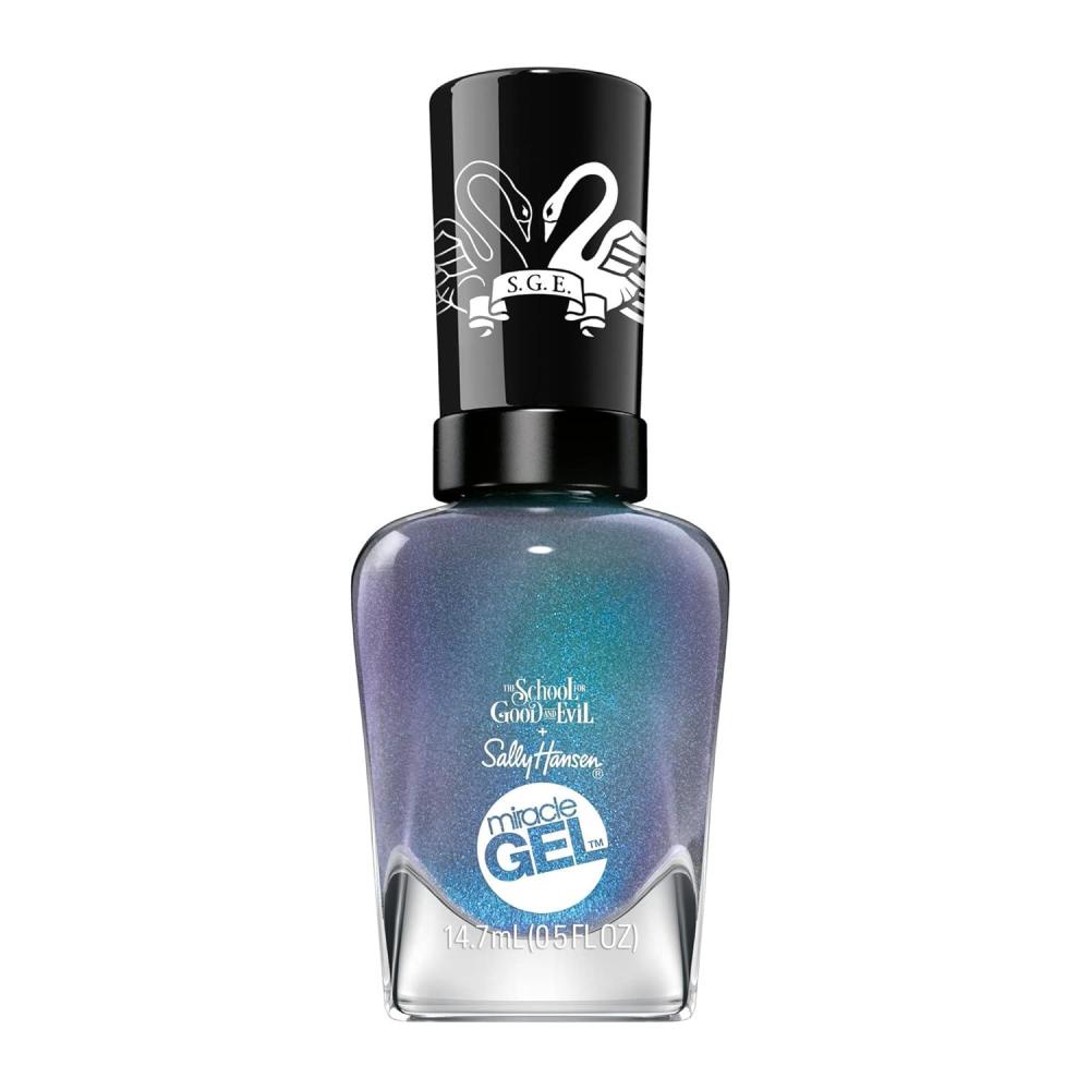 imageSally Hansen Miracle Gel The School for Good and Evil Not What It Gleams Long Lasting GelLike Formula No UV Lamp Needed Blue Glitter Nail Polish