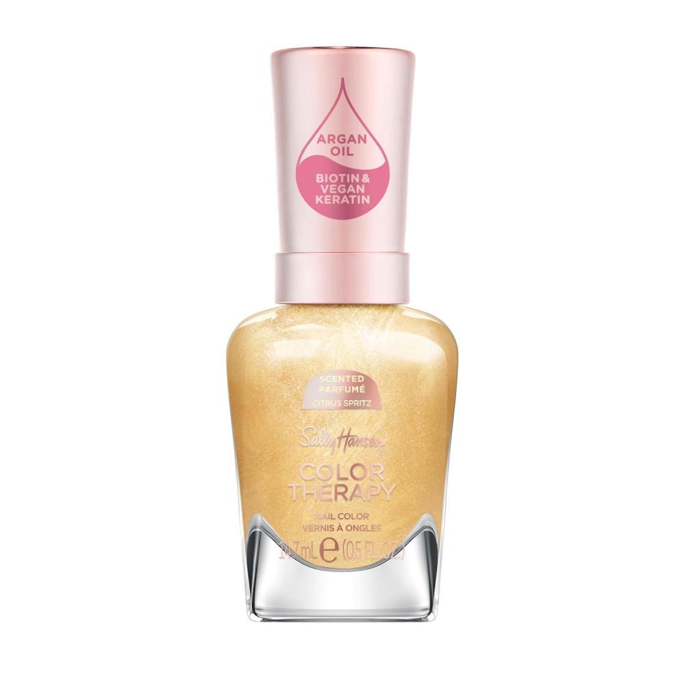 imageSally Hansen Color Therapy Scented Nail Polish  Biotin Argan Oil Long Lasting Healthy Nails Nail Strengthener Opaque  383 Air of Calm Lavender Bliss  Light Purple Nail Color462 Peel the Love citrus spritz