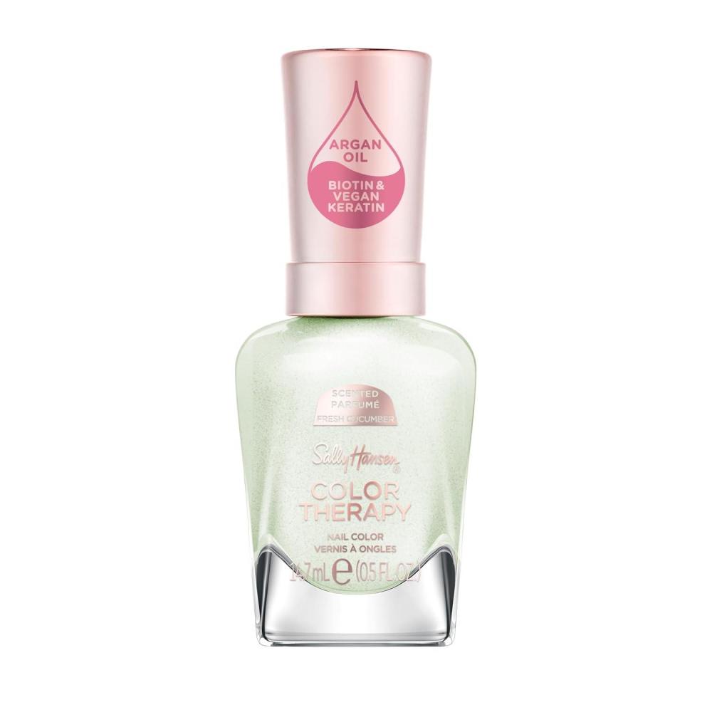 imageSally Hansen Color Therapy Scented Nail Polish  Biotin Argan Oil Long Lasting Healthy Nails Nail Strengthener Opaque  383 Air of Calm Lavender Bliss  Light Purple Nail Color447 Spa Day fresh cucumber
