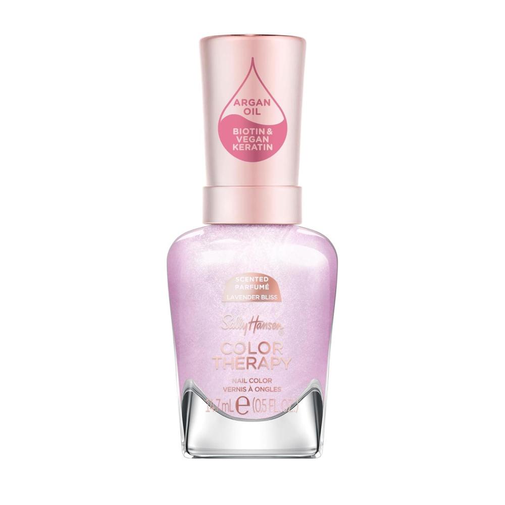 imageSally Hansen Color Therapy Scented Nail Polish  Biotin Argan Oil Long Lasting Healthy Nails Nail Strengthener Opaque  383 Air of Calm Lavender Bliss  Light Purple Nail Color387 Lavish in Lavender lavendar bliss