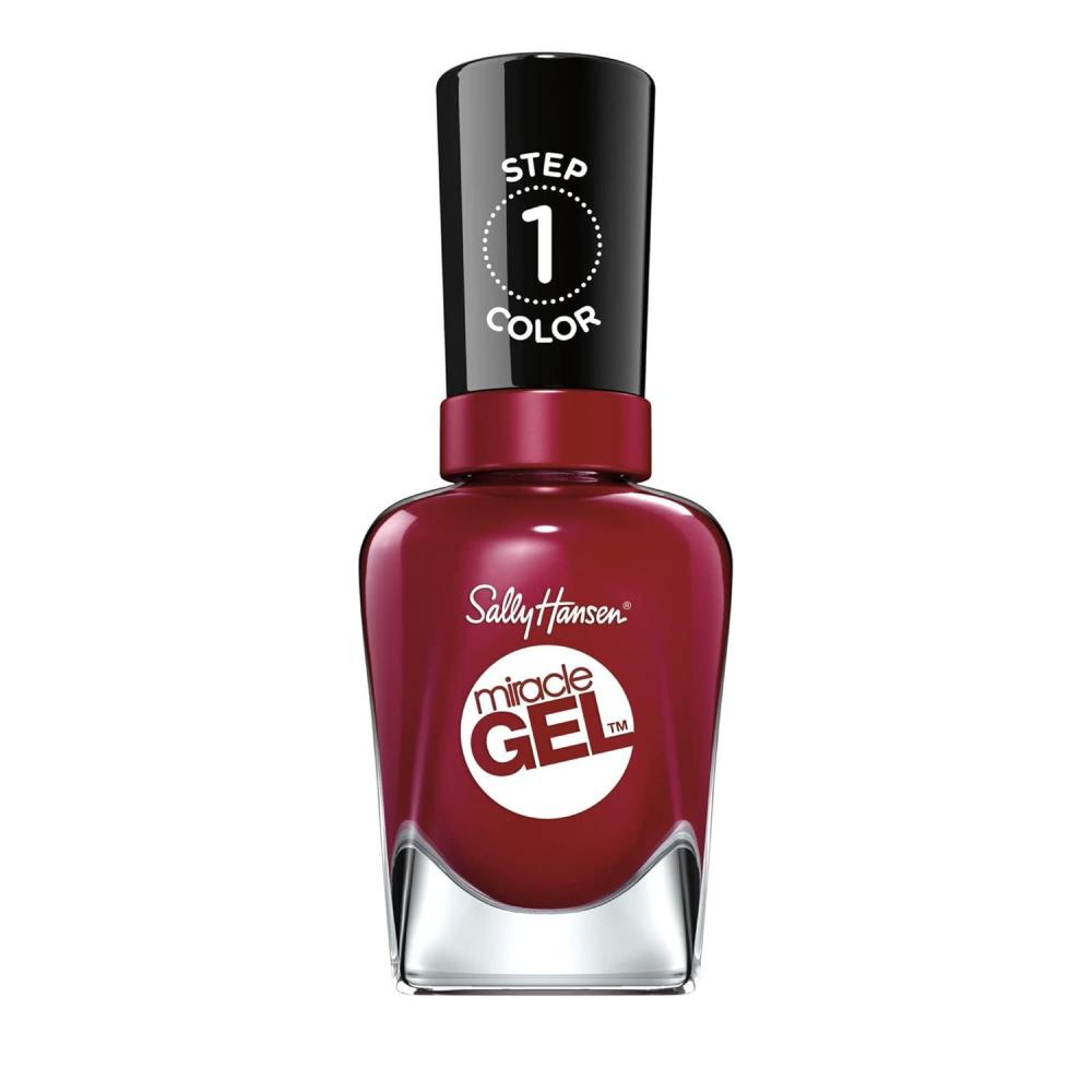 imageSally Hansen Miracle Gel Dig Fig Long Lasting GelLike Formula No UV Lamp Needed Red Nail Polish