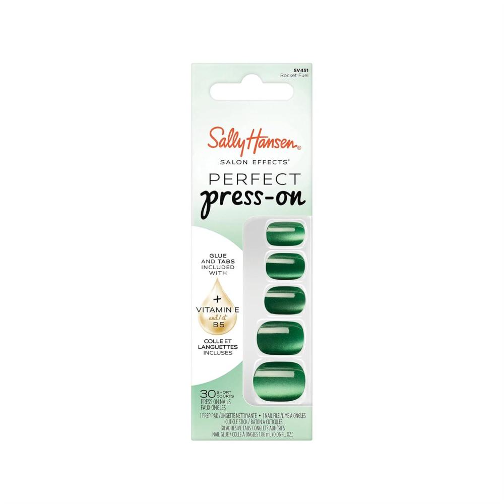 imageSally Hansen Salon Effects Perfect PressOn ShortEase Nails  Oval Shape  Easy to Apply NonDamaging Natural Look Vitamin E amp B5  30 Nails Nail Glue Adhesive Tabs File Short QueenSquareOval Nails  Rocket Fuel