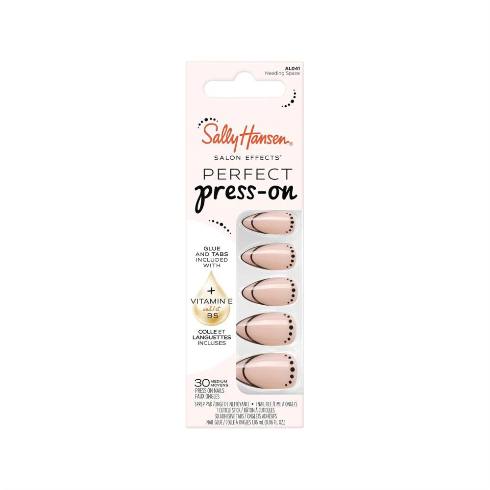 imageSally Hansen Salon Effects Perfect PressOn ShortEase Nails  Oval Shape  Easy to Apply NonDamaging Natural Look Vitamin E amp B5  30 Nails Nail Glue Adhesive Tabs File Short QueenAlmond Nails  Needing Space