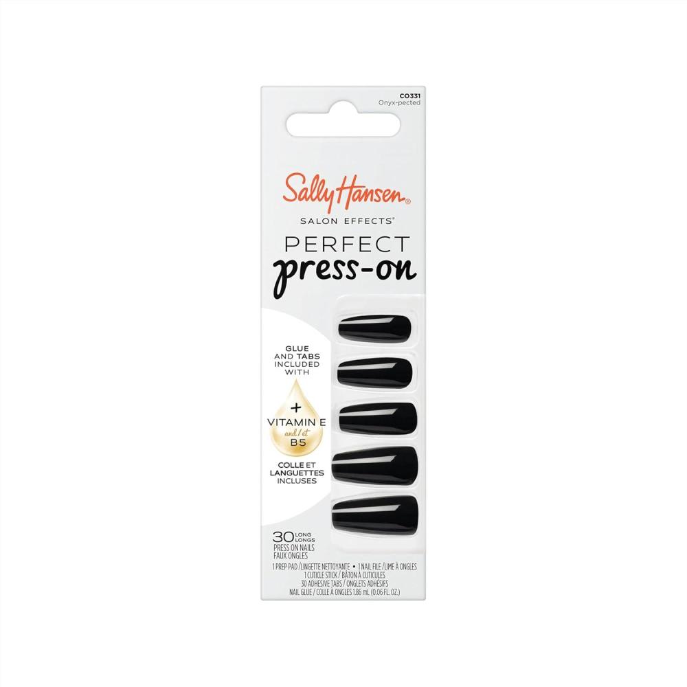 imageSally Hansen Salon Effects Perfect PressOn ShortEase Nails  Oval Shape  Easy to Apply NonDamaging Natural Look Vitamin E amp B5  30 Nails Nail Glue Adhesive Tabs File Short QueenCoffin Nails  OnyxPected