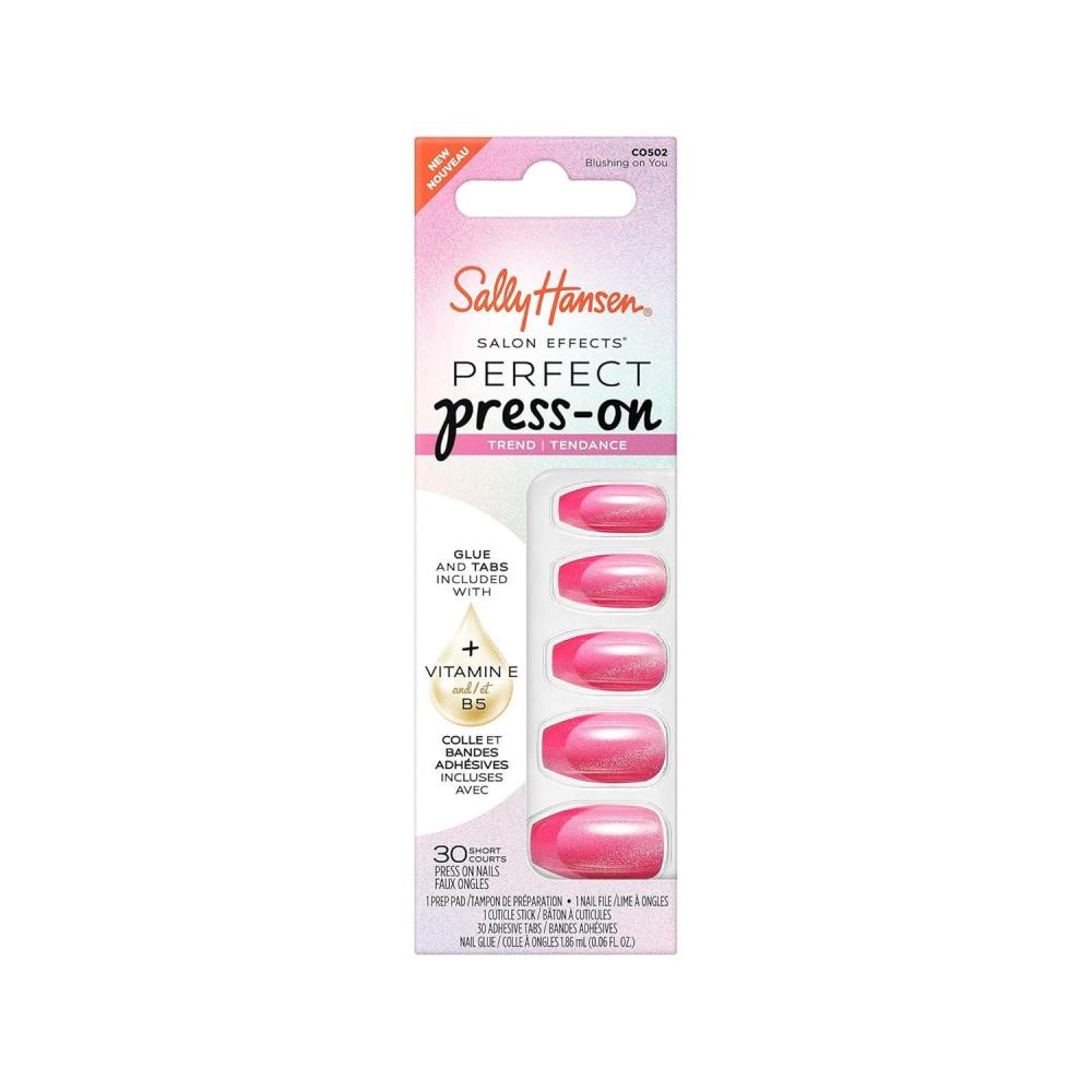 imageSally Hansen Salon Effects Perfect PressOn ShortEase Nails  Oval Shape  Easy to Apply NonDamaging Natural Look Vitamin E amp B5  30 Nails Nail Glue Adhesive Tabs File Short QueenCoffin Nails  CoquetteMeNot
