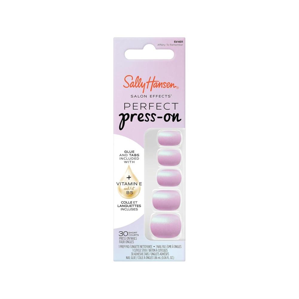 imageSally Hansen Salon Effects Perfect PressOn ShortEase Nails  Oval Shape  Easy to Apply NonDamaging Natural Look Vitamin E amp B5  30 Nails Nail Glue Adhesive Tabs File Short QueenSqoval Nails  Affairy To Remember