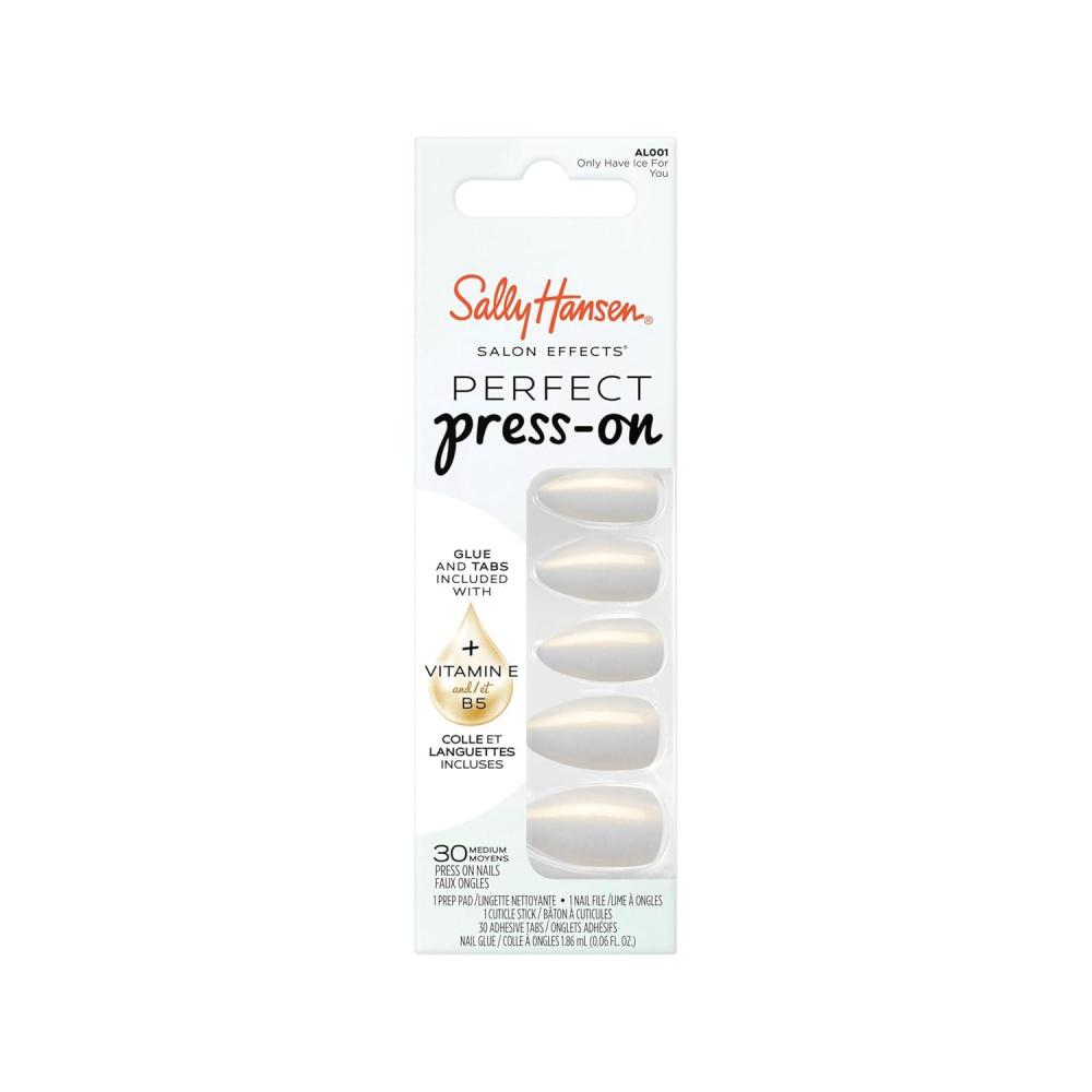 imageSally Hansen Salon Effects Perfect PressOn ShortEase Nails  Oval Shape  Easy to Apply NonDamaging Natural Look Vitamin E amp B5  30 Nails Nail Glue Adhesive Tabs File Short QueenAlmond Nails  Only Have Ice For You