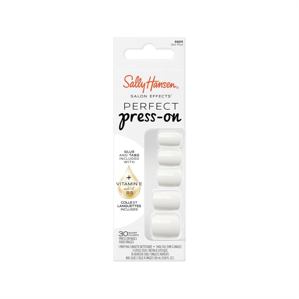 imageSally Hansen Salon Effects Perfect PressOn ShortEase Nails  Oval Shape  Easy to Apply NonDamaging Natural Look Vitamin E amp B5  30 Nails Nail Glue Adhesive Tabs File Short QueenSquare Nails  Get Mod