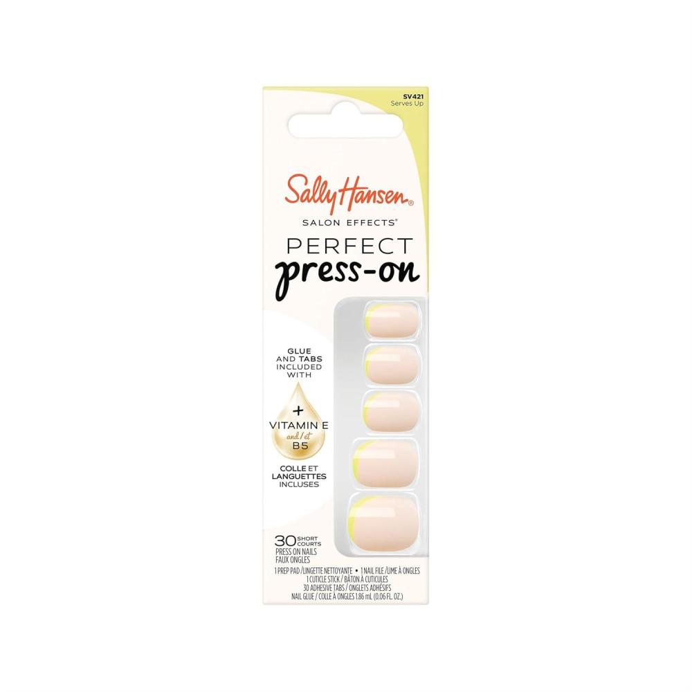 imageSally Hansen Salon Effects Perfect PressOn ShortEase Nails  Oval Shape  Easy to Apply NonDamaging Natural Look Vitamin E amp B5  30 Nails Nail Glue Adhesive Tabs File Short QueenSqoval Nails  Serves Up