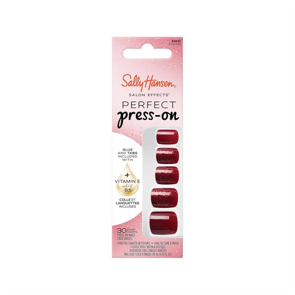 imageSally Hansen Salon Effects Perfect PressOn ShortEase Nails  Oval Shape  Easy to Apply NonDamaging Natural Look Vitamin E amp B5  30 Nails Nail Glue Adhesive Tabs File Short QueenSquare Nails  InfraRed