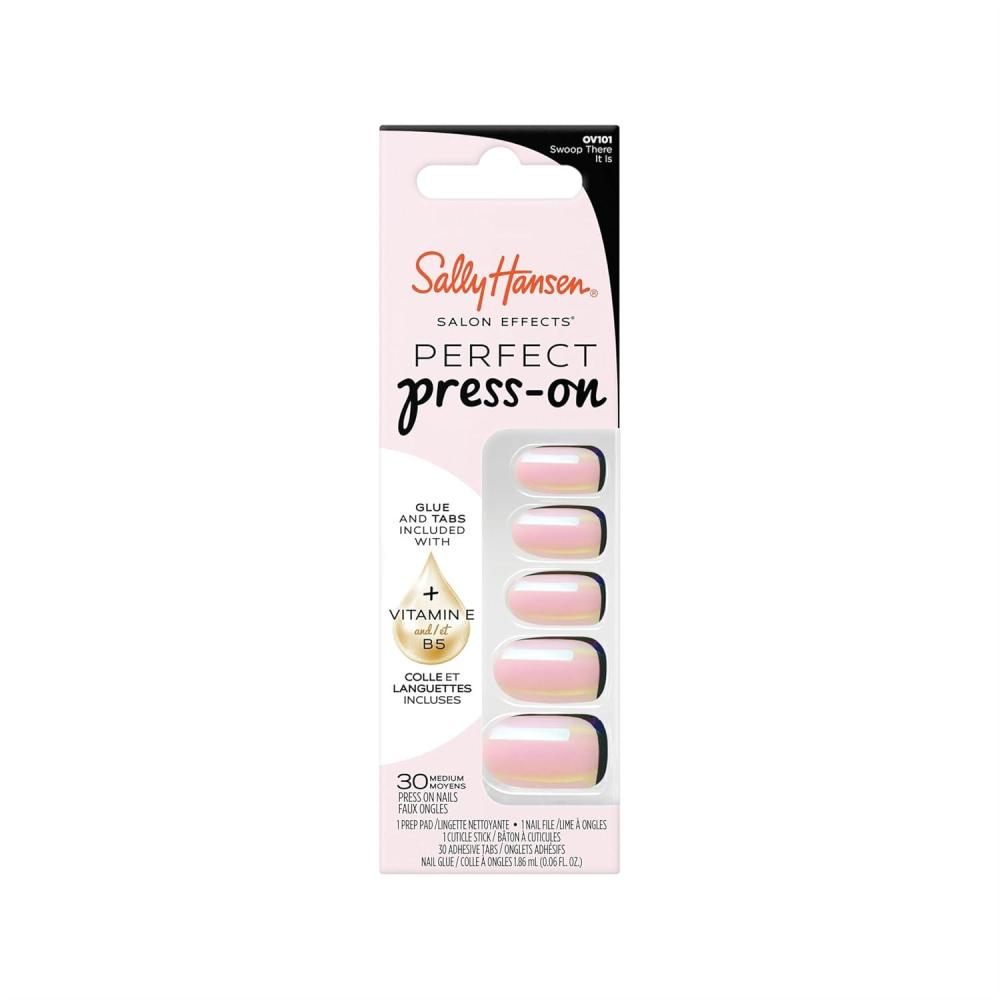 imageSally Hansen Salon Effects Perfect PressOn ShortEase Nails  Oval Shape  Easy to Apply NonDamaging Natural Look Vitamin E amp B5  30 Nails Nail Glue Adhesive Tabs File Short QueenOval Nails  Swoop There It Is
