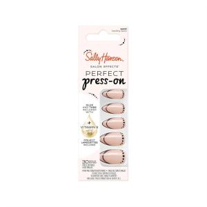 Sally Hansen Salon Effects Perfect Press-On Short’Ease Nails | Oval Shape | Easy to Apply, Non-Damaging, Natural Look Vitamin E & B5 | 30 Nails, Nail Glue, Adhesive Tabs, File| Short Queen(Almond Nails – Needing Space)