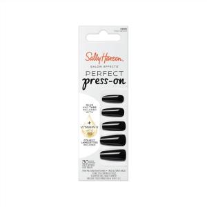 Sally Hansen Salon Effects Perfect Press-On Short’Ease Nails | Oval Shape | Easy to Apply, Non-Damaging, Natural Look Vitamin E & B5 | 30 Nails, Nail Glue, Adhesive Tabs, File| Short Queen(Coffin Nails – Onyx-Pected)
