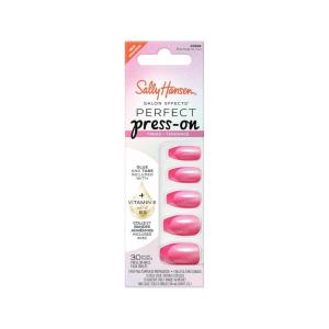 Sally Hansen Salon Effects Perfect Press-On Short’Ease Nails | Oval Shape | Easy to Apply, Non-Damaging, Natural Look Vitamin E & B5 | 30 Nails, Nail Glue, Adhesive Tabs, File| Short Queen(Coffin Nails – Coquette-Me-Not)