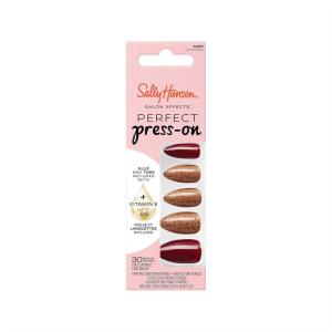 Sally Hansen Salon Effects Perfect Press-On Short’Ease Nails | Oval Shape | Easy to Apply, Non-Damaging, Natural Look Vitamin E & B5 | 30 Nails, Nail Glue, Adhesive Tabs, File| Short Queen(Almond Nails – Cinna-Snap)