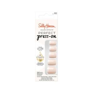 Sally Hansen Salon Effects Perfect Press-On Short’Ease Nails | Oval Shape | Easy to Apply, Non-Damaging, Natural Look Vitamin E & B5 | 30 Nails, Nail Glue, Adhesive Tabs, File| Short Queen(Square Nails – A La Mode)