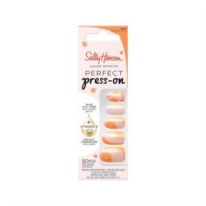 Sally Hansen Salon Effects Perfect Press-On Short’Ease Nails | Oval Shape | Easy to Apply, Non-Damaging, Natural Look Vitamin E & B5 | 30 Nails, Nail Glue, Adhesive Tabs, File| Short Queen(Oval Nails – Sunshine Spritz)