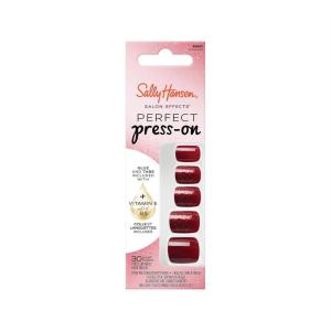 Sally Hansen Salon Effects Perfect Press-On Short’Ease Nails | Oval Shape | Easy to Apply, Non-Damaging, Natural Look Vitamin E & B5 | 30 Nails, Nail Glue, Adhesive Tabs, File| Short Queen(Square Nails – Infra-Red)