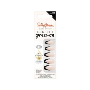 Sally Hansen Salon Effects Perfect Press-On Short’Ease Nails | Oval Shape | Easy to Apply, Non-Damaging, Natural Look Vitamin E & B5 | 30 Nails, Nail Glue, Adhesive Tabs, File| Short Queen(Coffin Nails – French Twist)