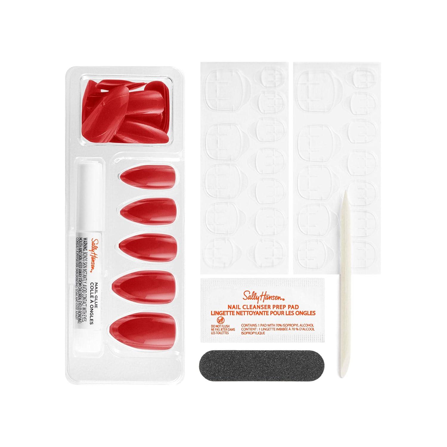 imageSally Hansen Salon Effects Perfect Manicure ASAP Apple Press On Nails Almond Shaped NonDamaging Adhesive Tabs File and Alcohol Pad Included
