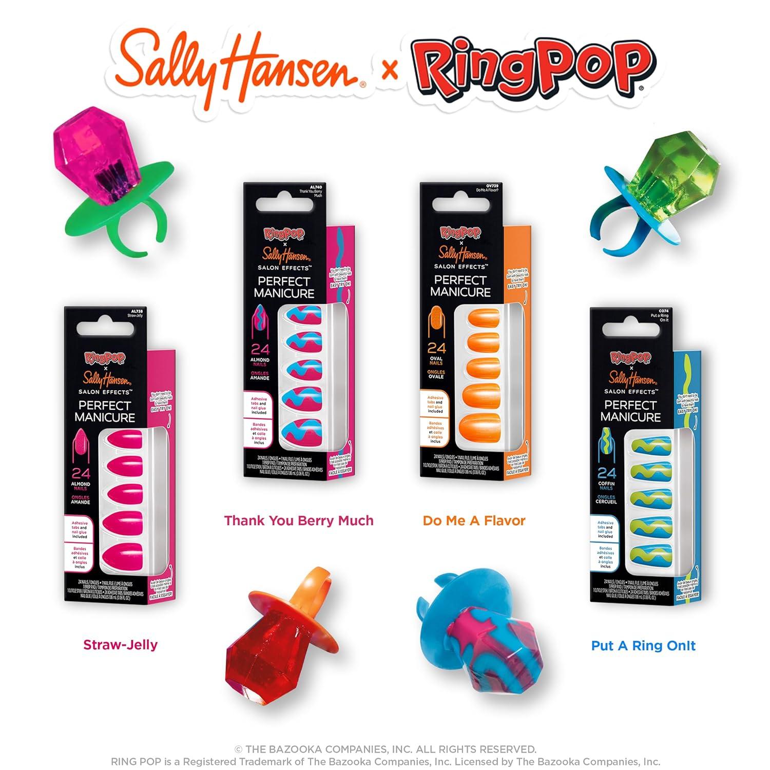 imageSally Hansen Salon Effects Perfect Manicure Ring Pop Put A Ring On It Press On Nails Coffin Shaped NonDamaging Adhesive Tabs File and Alcohol Pad Included