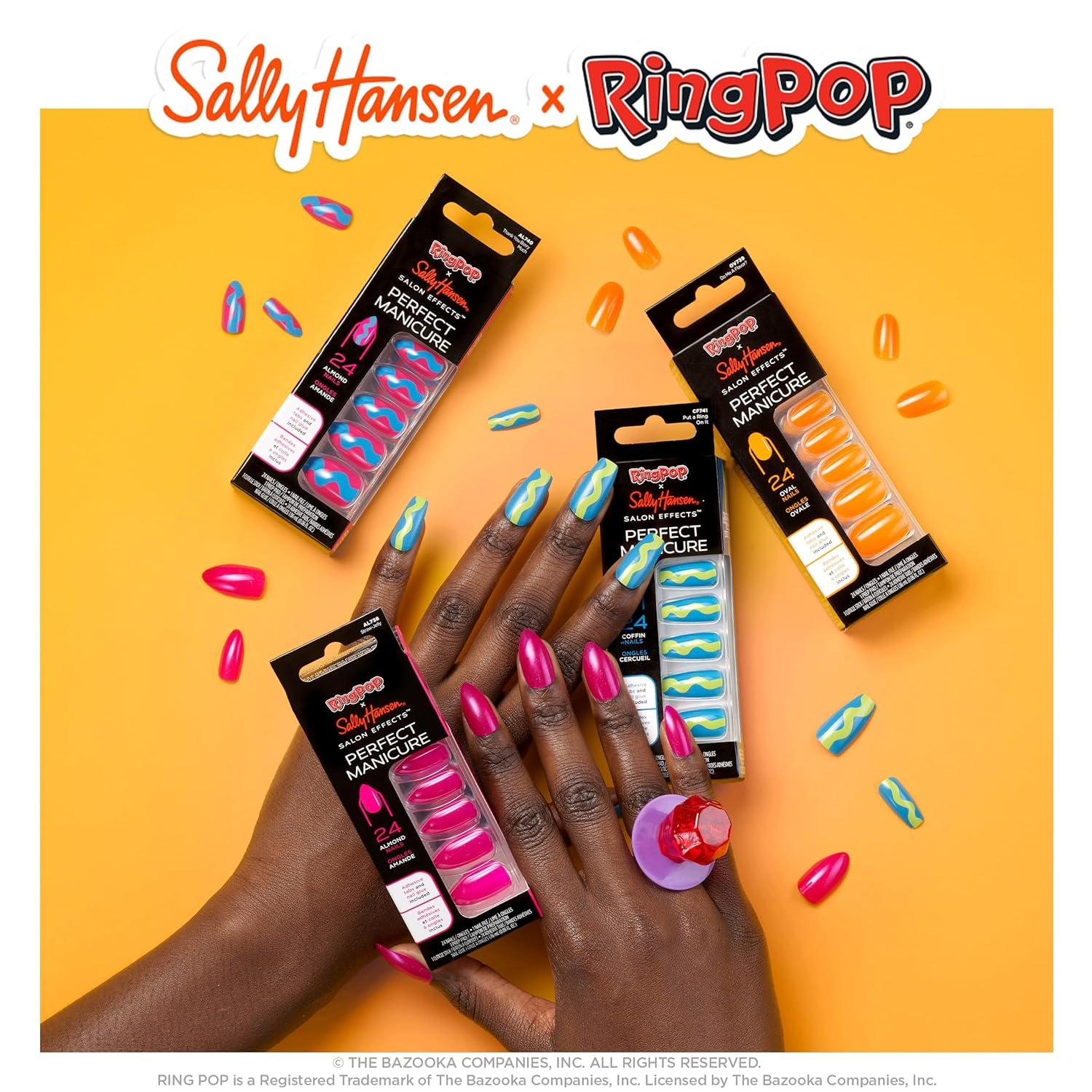 imageSally Hansen Salon Effects Perfect Manicure Ring Pop Thank You Berry Much Press On Nails Almond Shaped NonDamaging Adhesive Tabs File and Alcohol Pad Included