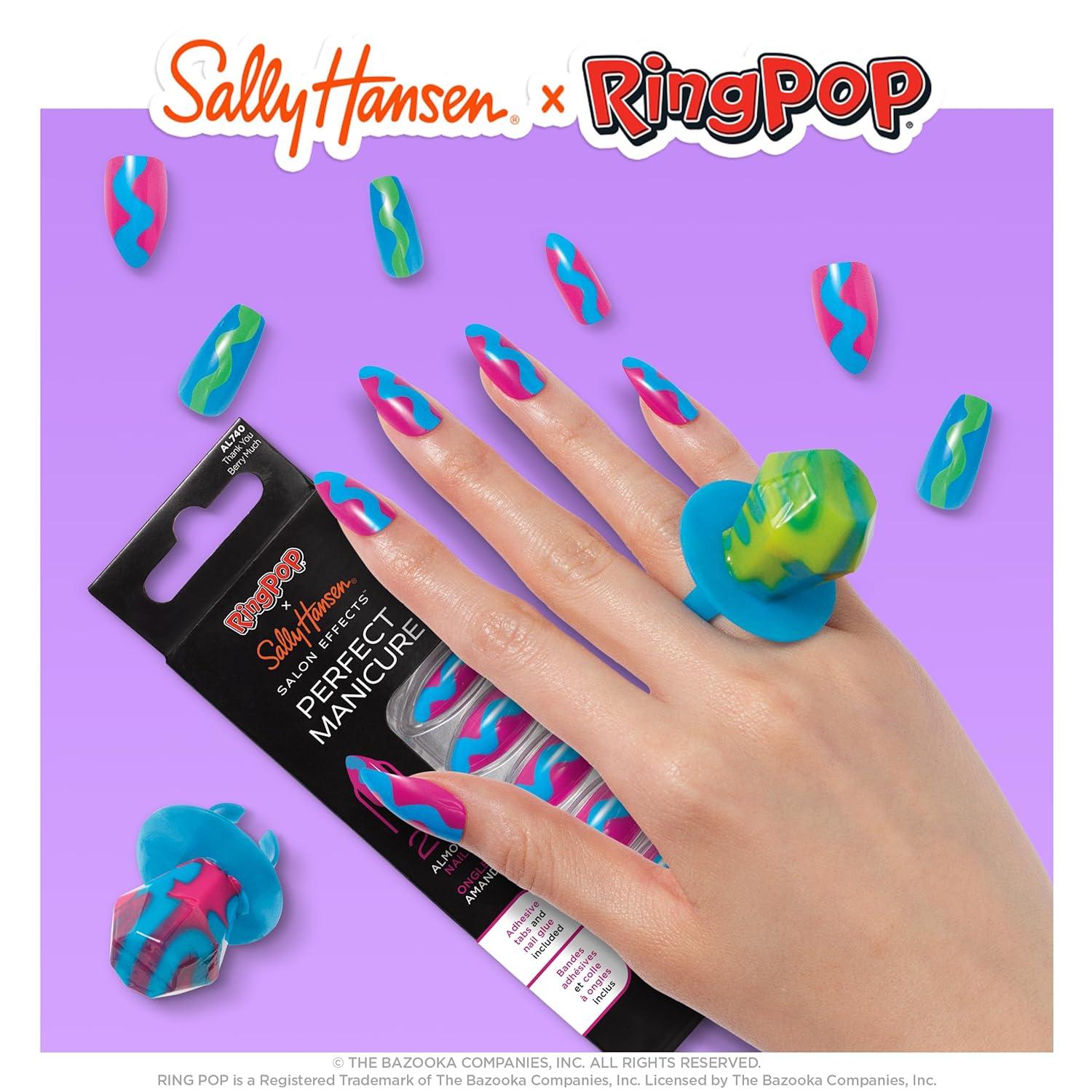 imageSally Hansen Salon Effects Perfect Manicure Ring Pop Thank You Berry Much Press On Nails Almond Shaped NonDamaging Adhesive Tabs File and Alcohol Pad Included