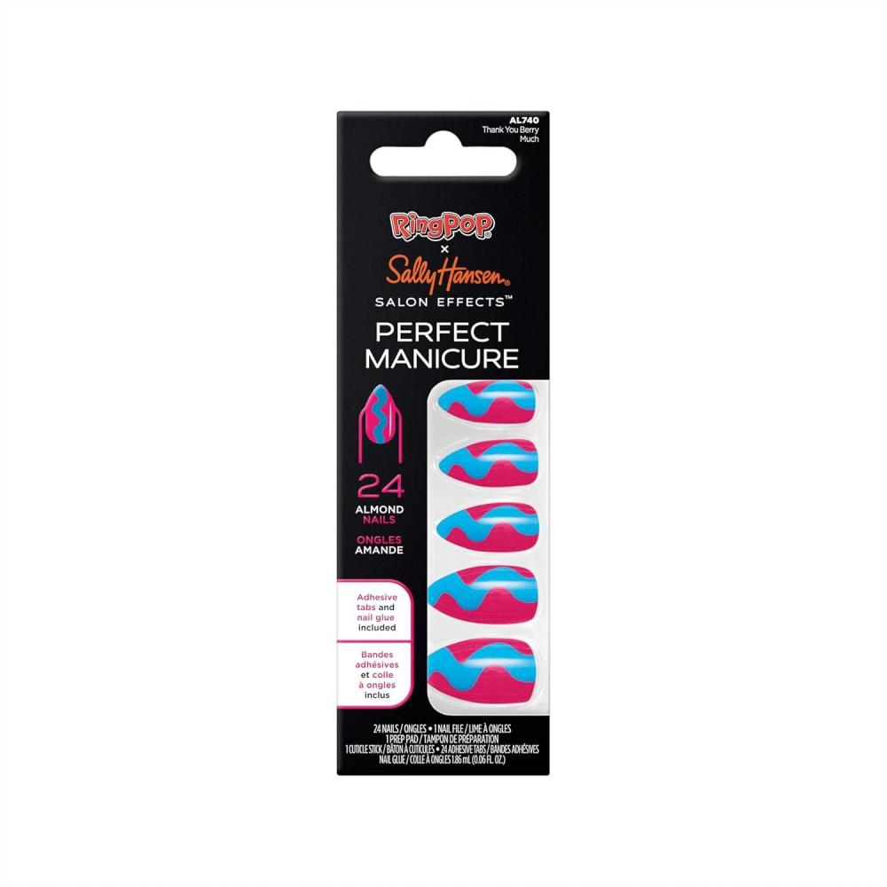 imageSally Hansen Salon Effects Perfect Manicure Ring Pop Thank You Berry Much Press On Nails Almond Shaped NonDamaging Adhesive Tabs File and Alcohol Pad Included