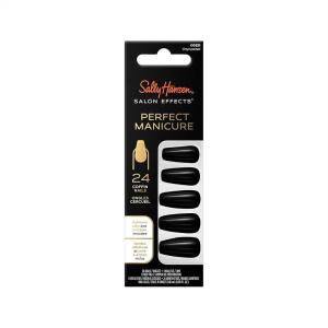 Sally Hansen Salon Effects® Perfect Manicure, Onyx-pected, Press On Nails, Coffin Shaped, Non-Damaging Adhesive Tabs, File, and Alcohol Pad Included(Onyx-pected)