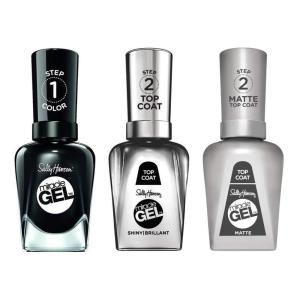 Sally Hansen Miracle Gel Nail Polish, Shade Onyx-pected #849 with Shiny Top Coat and Matte Top Coat Trio